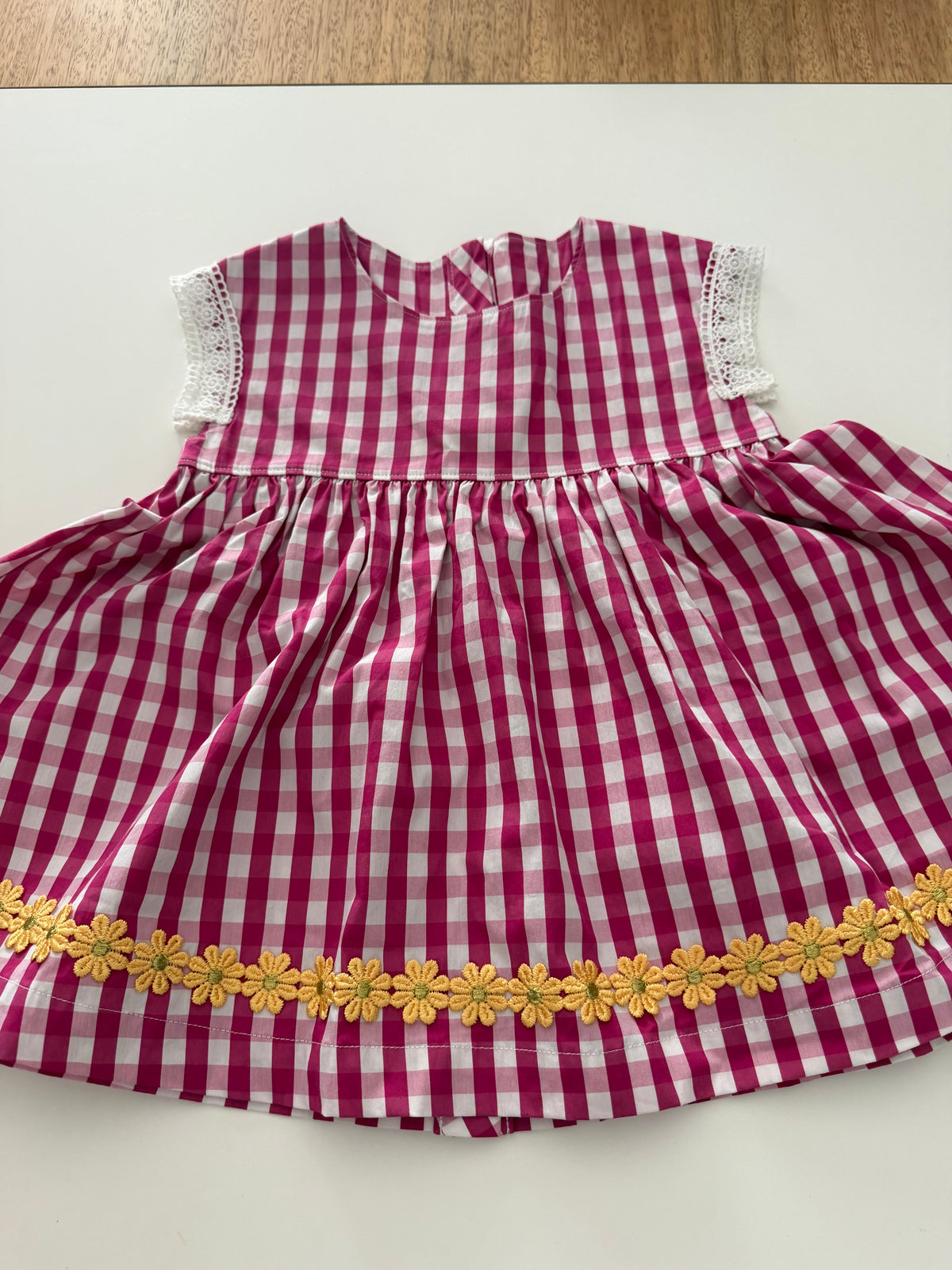 #117, Girls 4T, Wild Flowers pink & white gingham dress, New