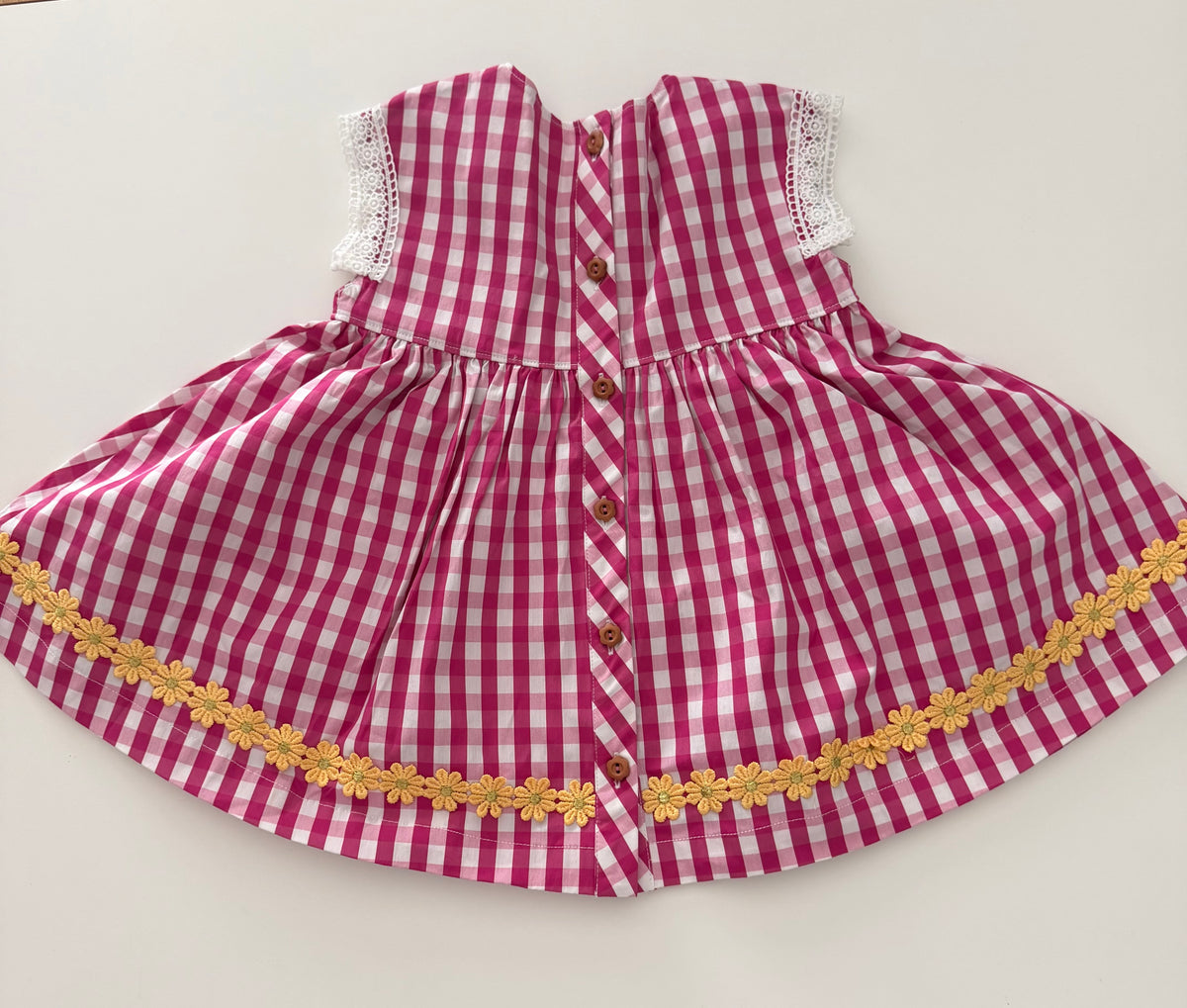 #117, Girls 4T, Wild Flowers pink & white gingham dress, New