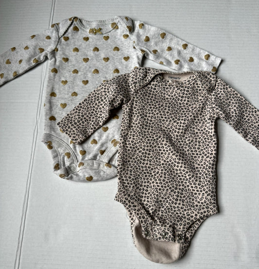 #93 Carter's Girls 3M Bodysuit Onesie Set (2)
