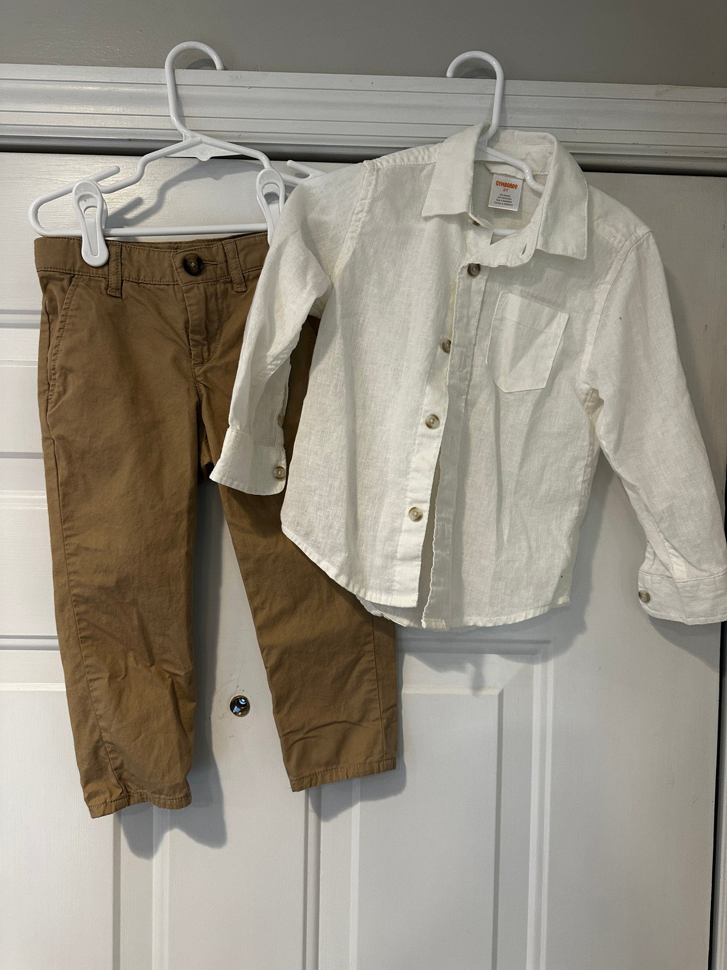 #33 REDUCED Boys H&M Khaki Chino Pant 2T and Gymboree Linen white button down shirt 2T (listing 2)