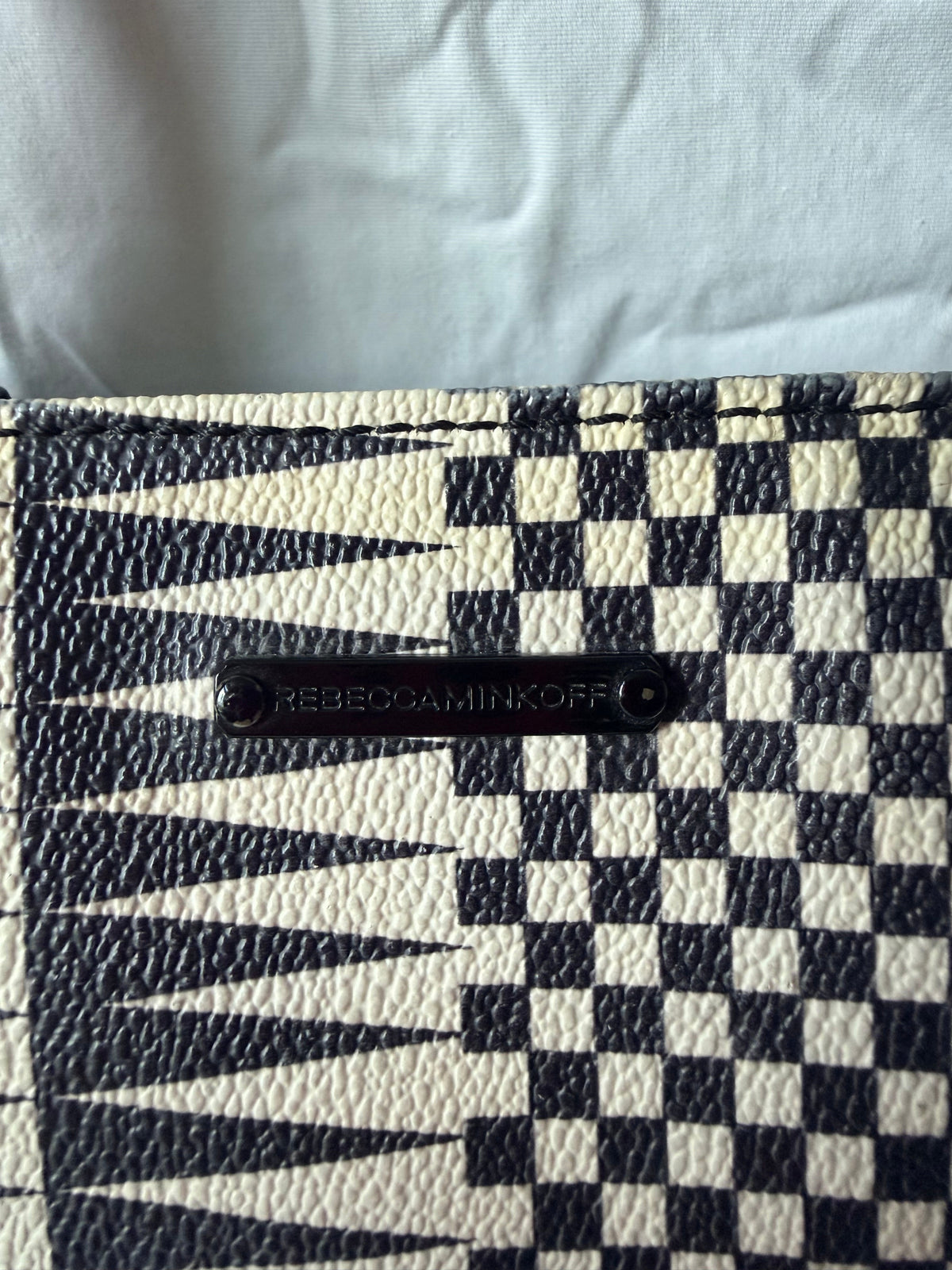 #143 Rebecca Minkoff leather shoulder bag In blue/cream print