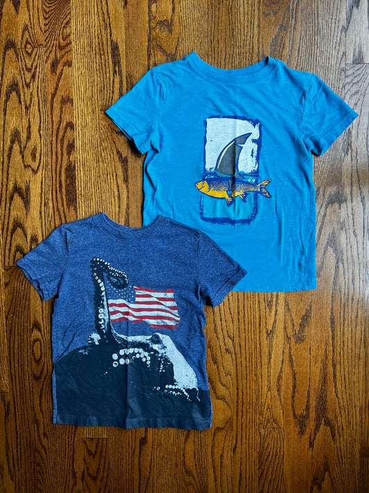Seller #115 - Cat & Jack Boys Small (6/7) T-Shirt Bundle (Set of 2, Blue Octopus & Shark), GUC
