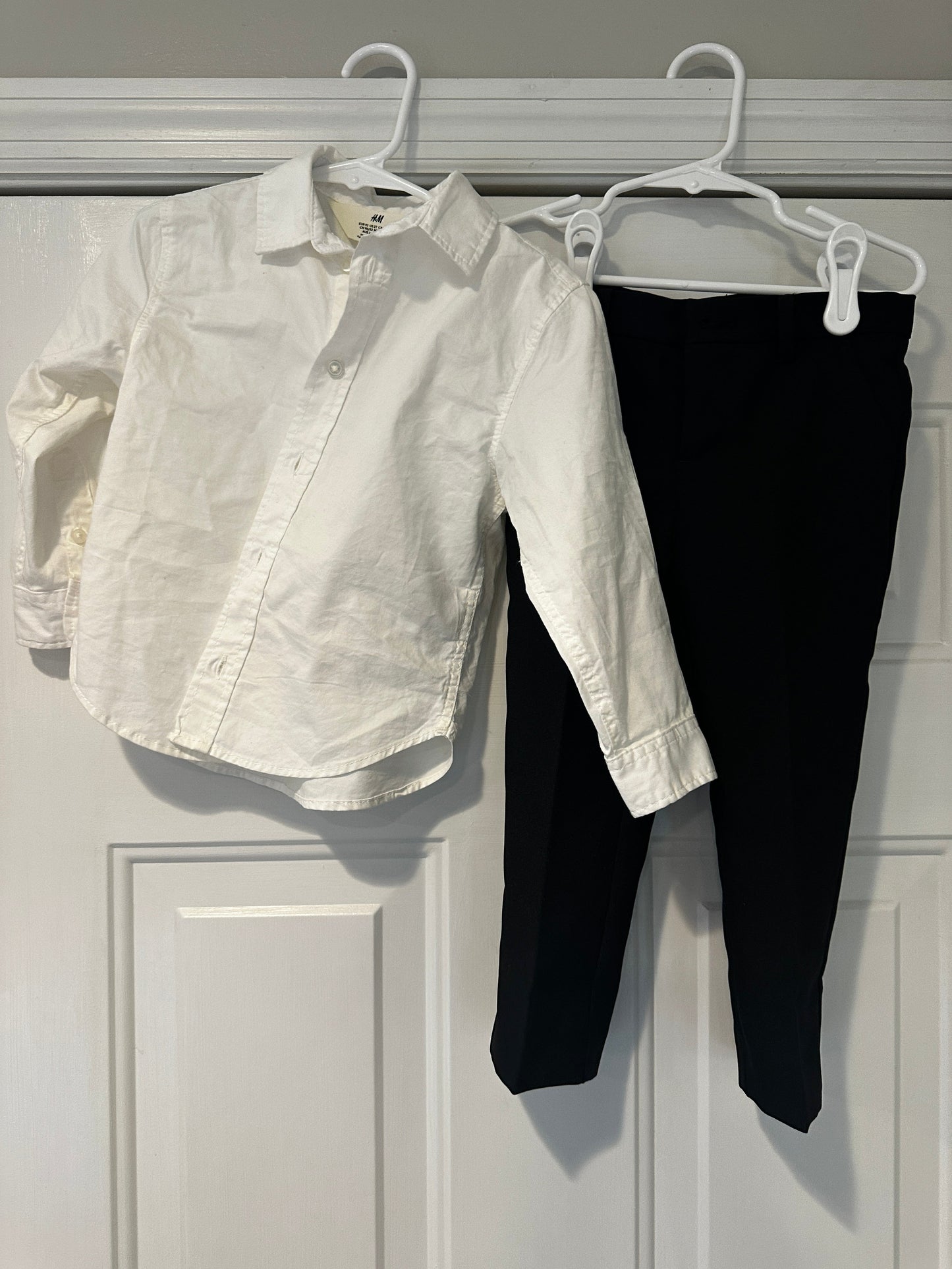 #33 REDUCED H&M Boys black dress pants and white button-down shirt size 2T (listing 1)