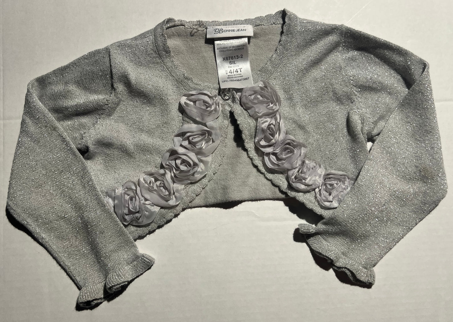 #98 Girls 4T Silver Bolero Cardigan