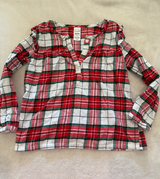 #46 Girls 4t carters holiday flannel shirt