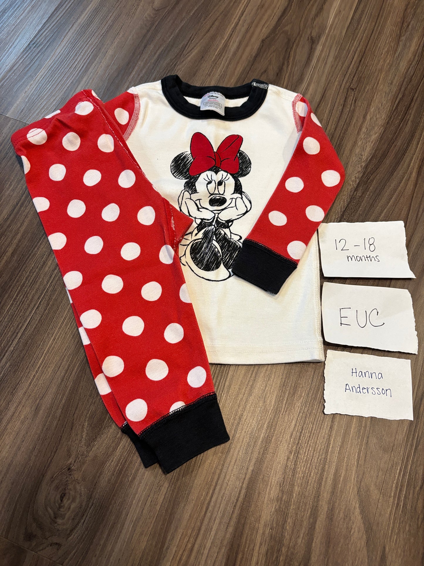 #138 - 12-18 Mo - EUC Hanna Andersson - Minnie 2 Piece PJs - PU 45236