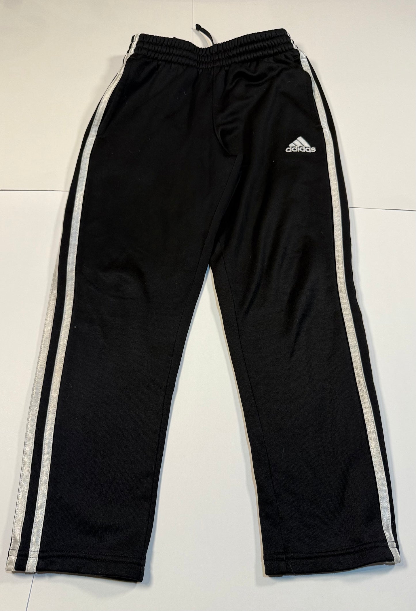 #180 Boys Small 8 Adidas Athletic Pant Bundle - Dark Gray Jogger and Black 3 stripe Pant