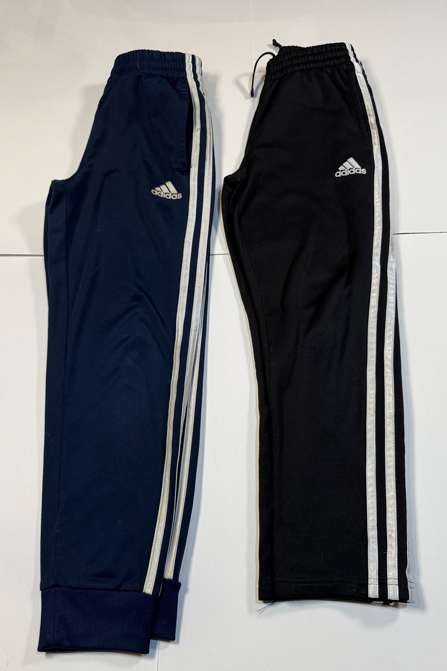 #180 Boys Small 8 Adidas Athletic Pant Bundle - Navy Jogger and Black 3 stripe Pant