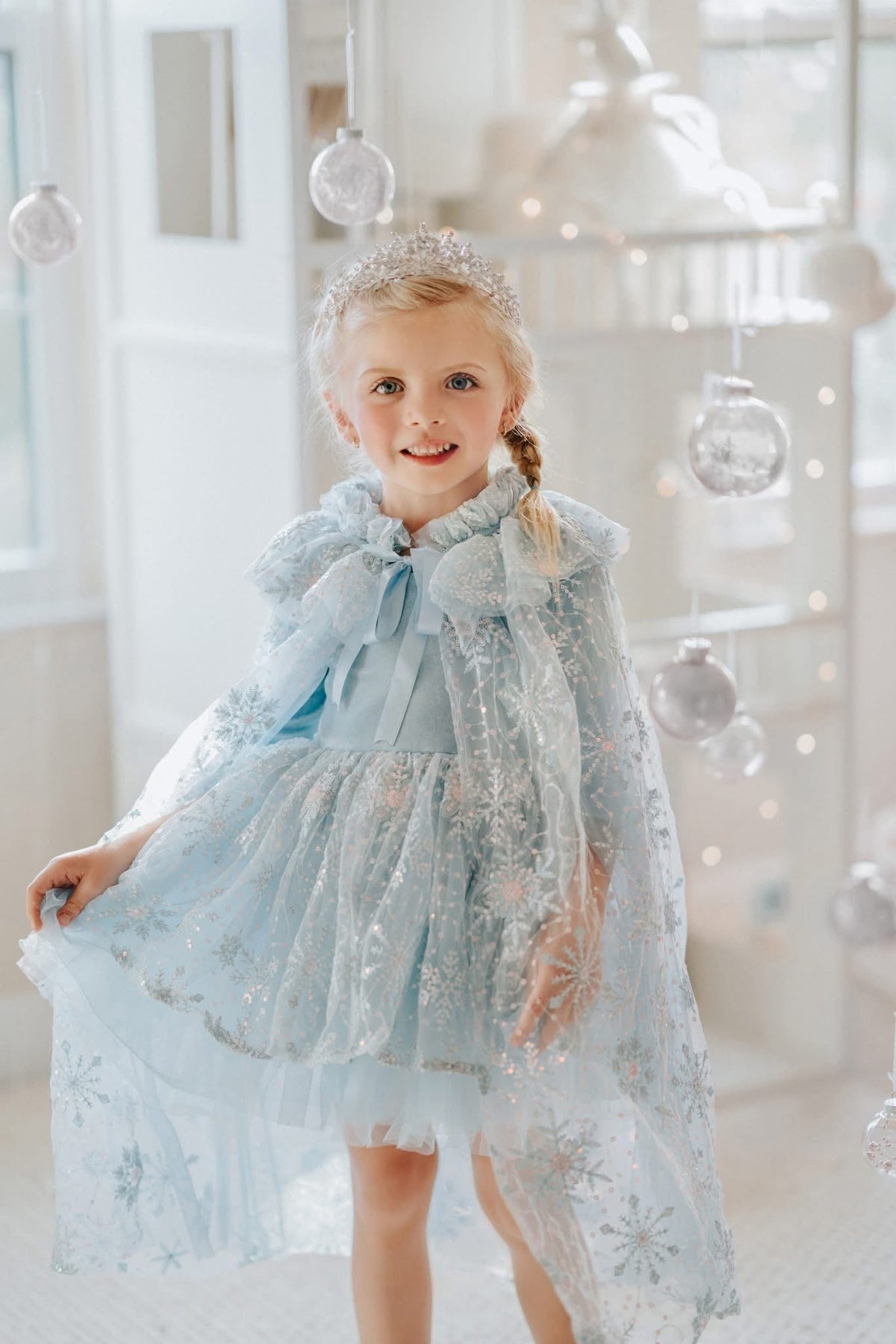 #141 Girls 5 Only Little Once Frozen Elsa Tulle Dress with Cape 2 of 2 available