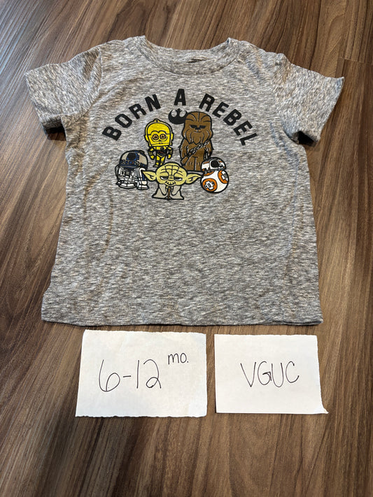 #138 - 6-12 Mo - EUC Born a Rebel Star Wars Tshirt - PU 45236
