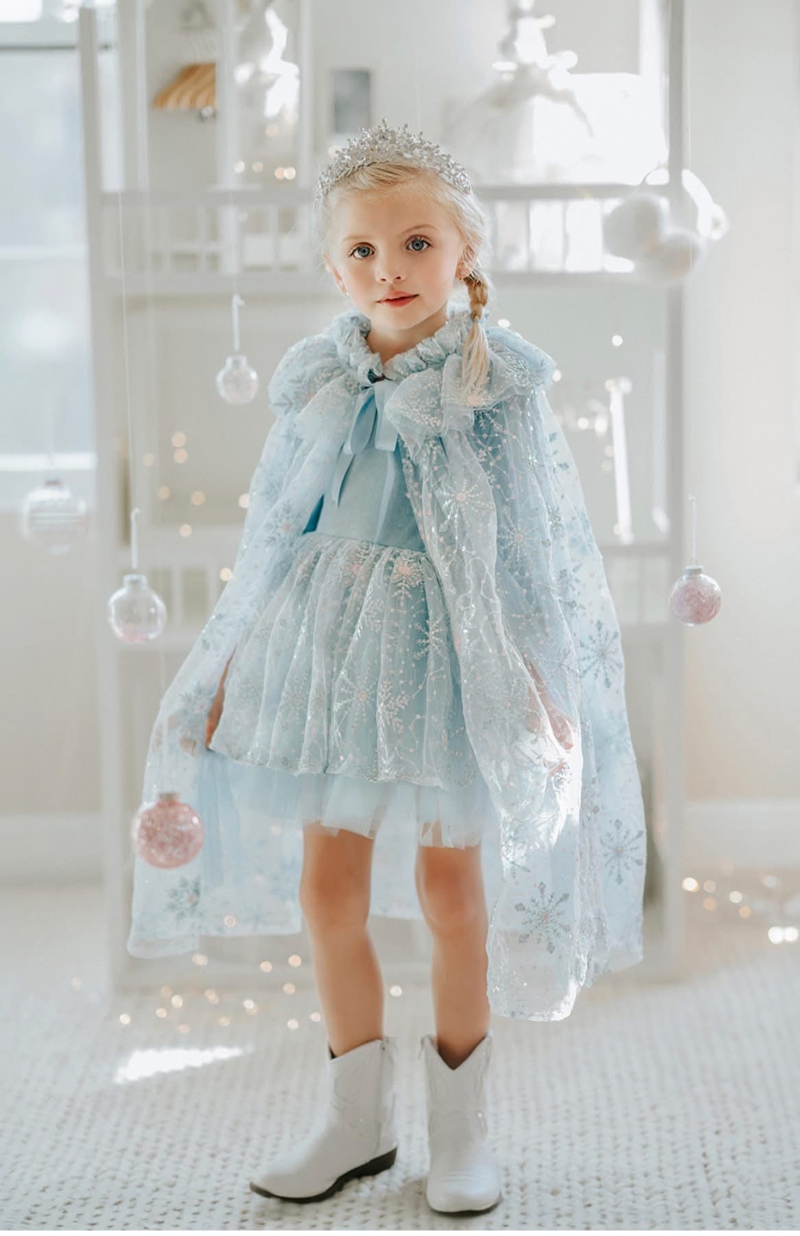 #141 Girls 5 Only Little Once Frozen Elsa Tulle Dress with Cape 2 of 2 available