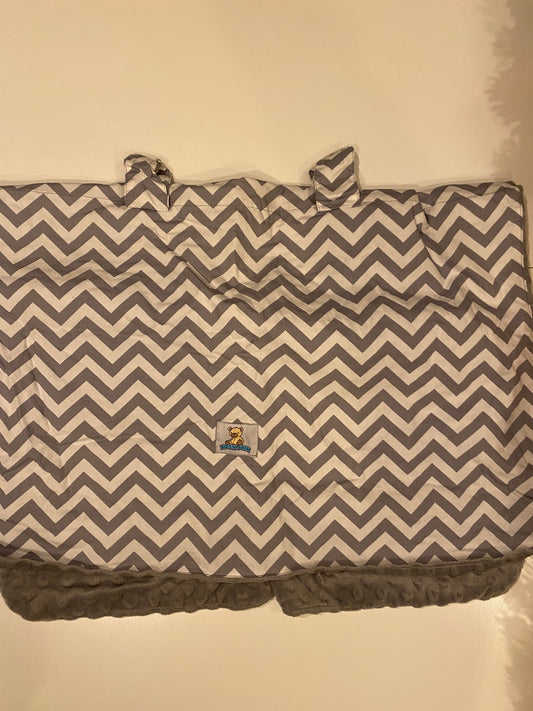 KIDS 'N SUCH Baby Car Seat Canopy Chevron Cover Gray&White - Dot Minky, Opening