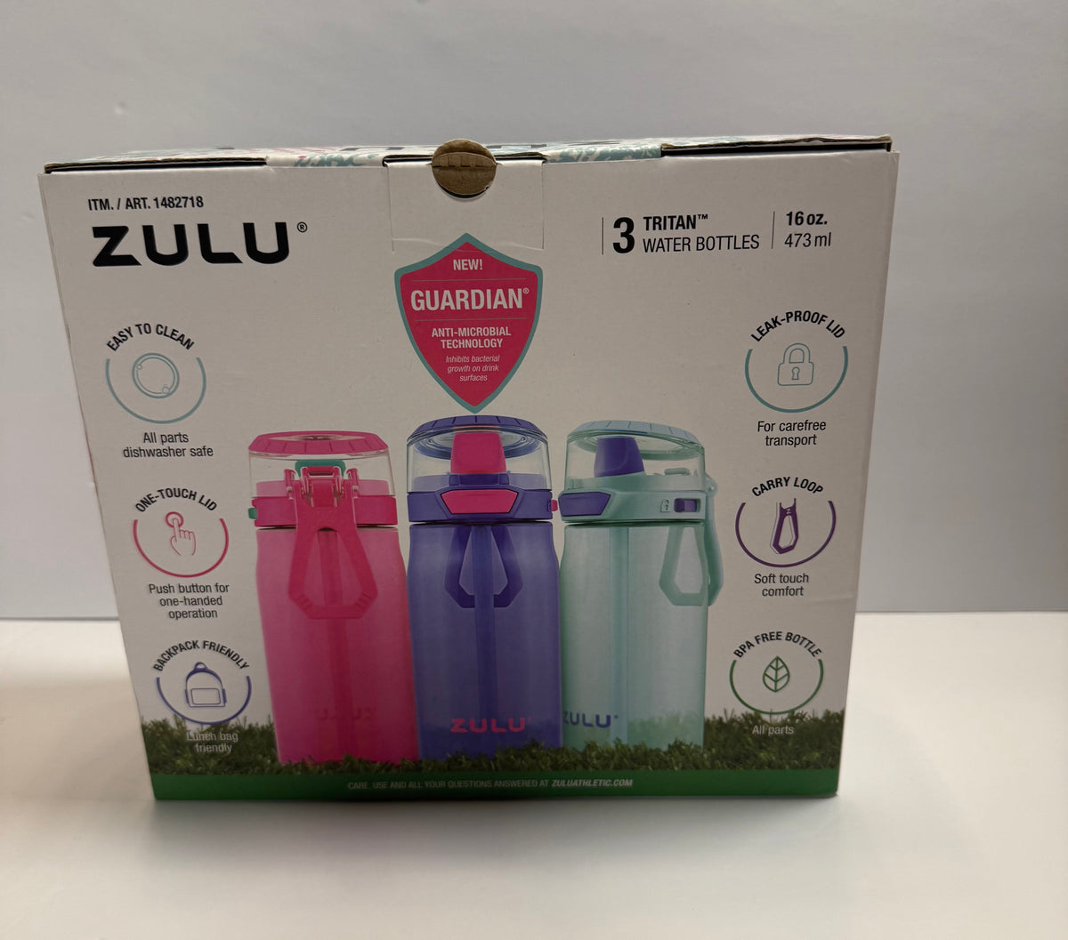 #141 New in Box Zulu Tritan Leak Proof 16 ounce Water Bottles