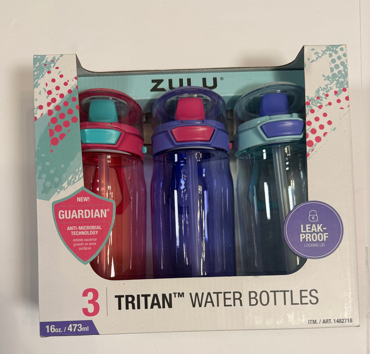 #141 New in Box Zulu Tritan Leak Proof 16 ounce Water Bottles