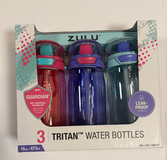 #141 New in Box Zulu Tritan Leak Proof 16 ounce Water Bottles
