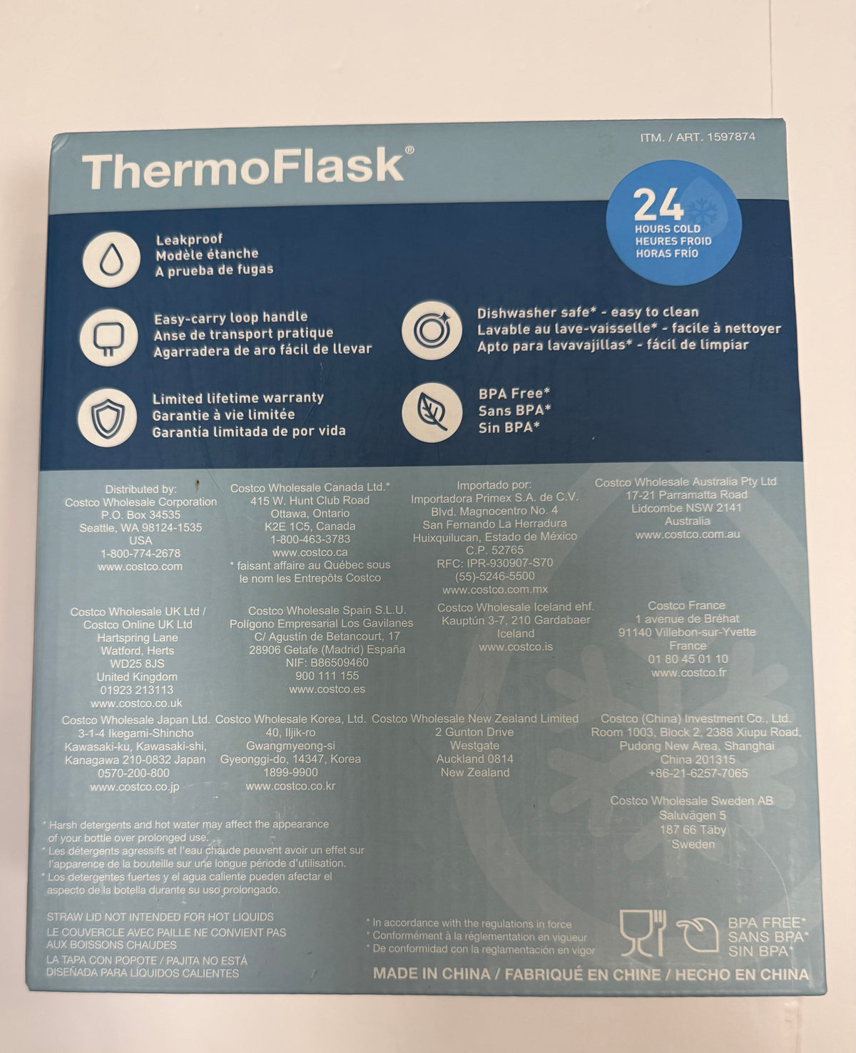 #141 New in Box Thermo Flask Gray Metal 16 ounce Water Bottle