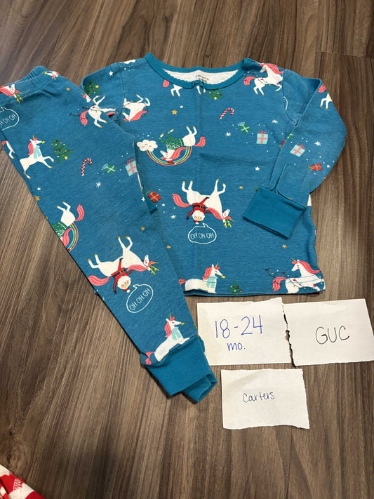 #138 - 18-24 Mo - GUC Carters - Santa Unicorn PJs - PU 45236