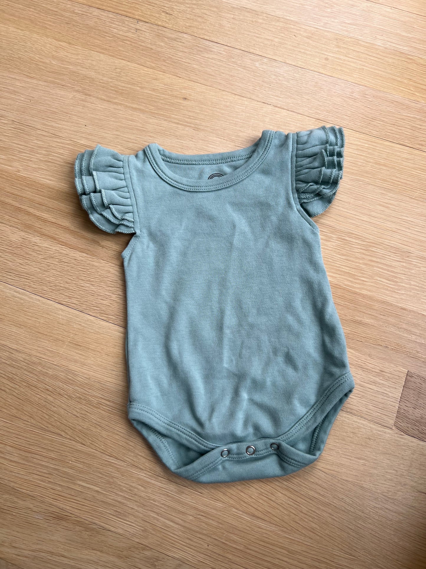 #41 Emerson and Friends baby girl green onesie 0-3M