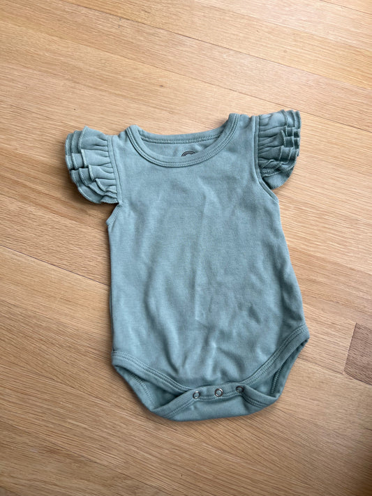 #41 Emerson and Friends baby girl green onesie 0-3M