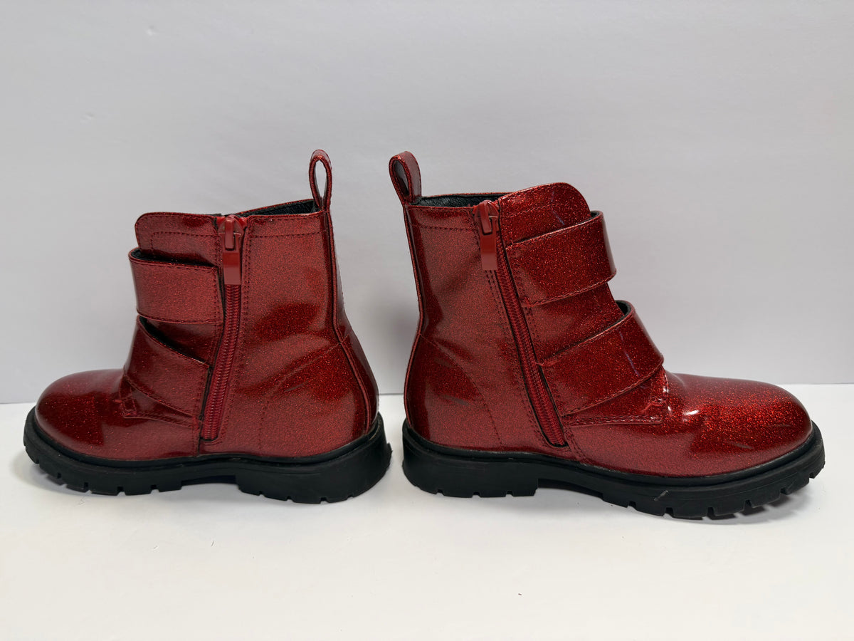 #141 Girls Size 11 No Brand Blue Sparkle Doc Martens Style Combat Boot with Side Zipper