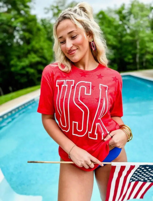 #28 REDUCED NEW Women’s Red USA Tonal Star Tee -  Size XL
