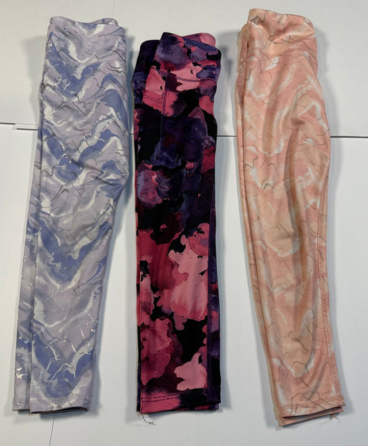 #180 Girls XS 4/5 Athletic Leggings Bundle -members mark print and MTA Sports Pink and Purple