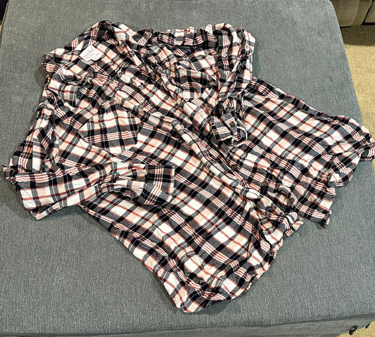 XXL plaid Isabel maternity shirt, button up with belt