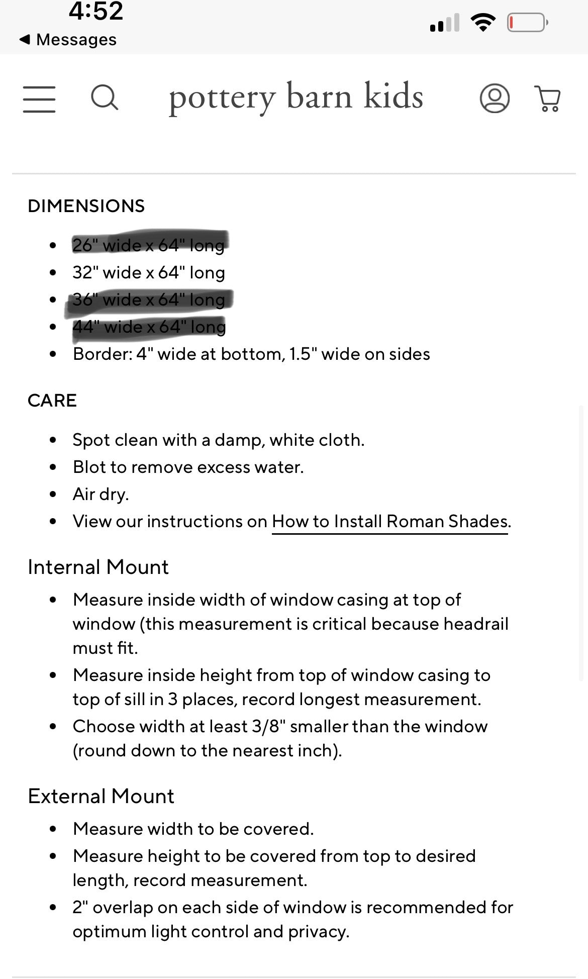 PPU 45241 Potterybarn Kids Roman Shades - offwhite + greige