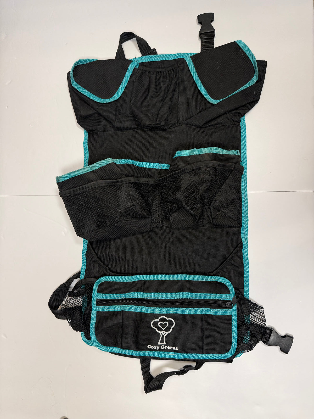 #141 Cozy Greens Car organizer- Hangs on the back of the seat