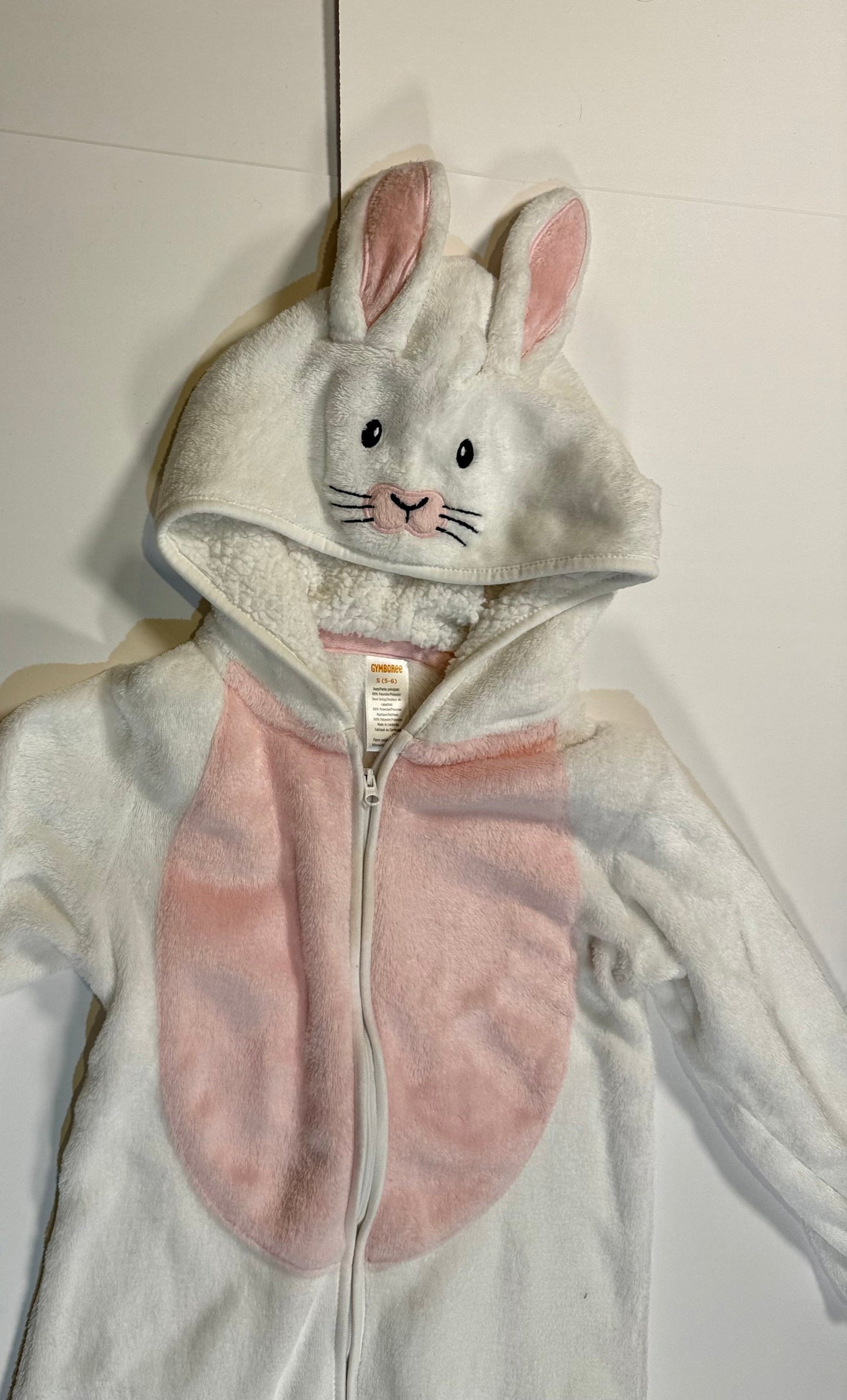 #180 Unisex Small 5/6 Gymboree Bunny fleece pajama with zipper and hood (2 available)