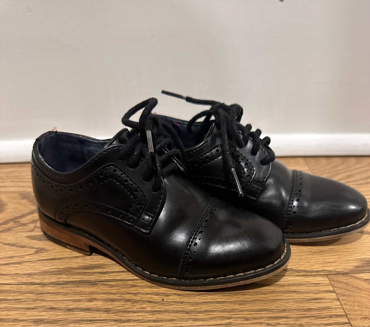 #108- Boys, Bruno Marc, Black Dress Shoes- Size 9
