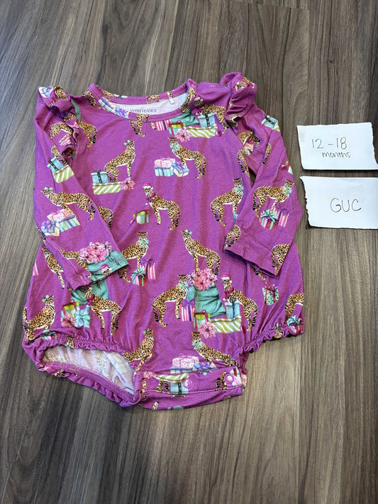 #138 - 12-18 Mo - Posh Peanut (Bamboo ) Christmas Cheetah Bubble GUC
