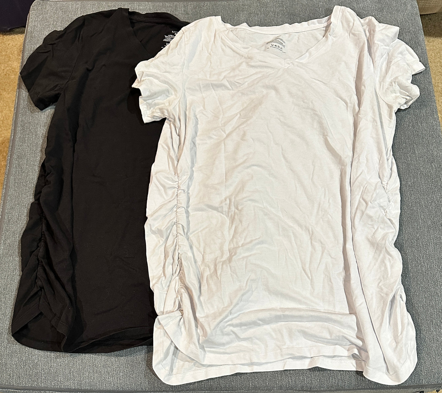 XL pair of black and white maternity shirts