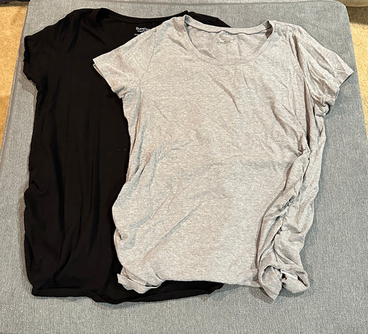 XL pair of black and gray motherhood maternity shirts