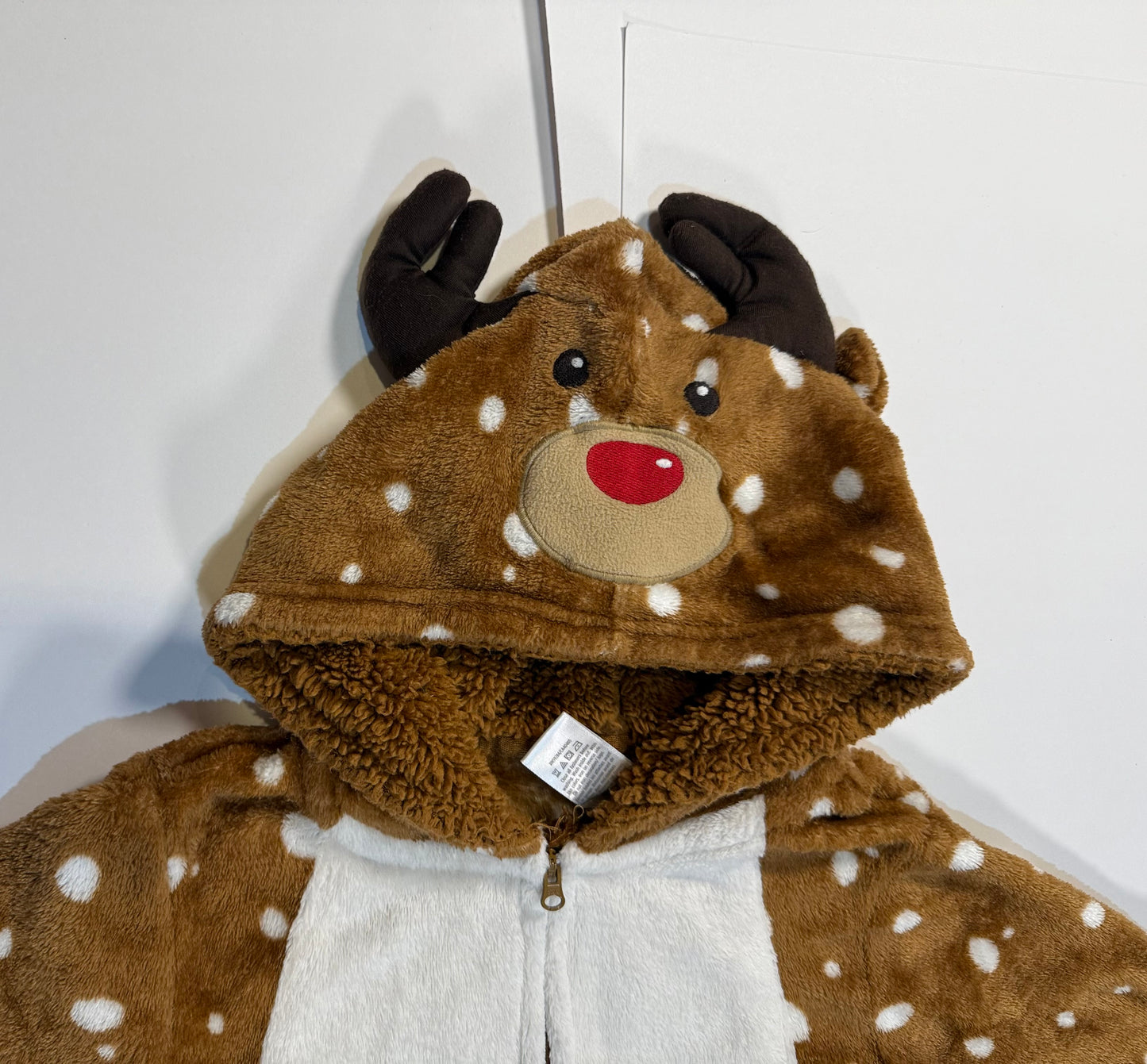 #180 Unisex Small 5/6 Gymboree Reindeer Fleece ZipUp Pajamas with Hood (2 available)