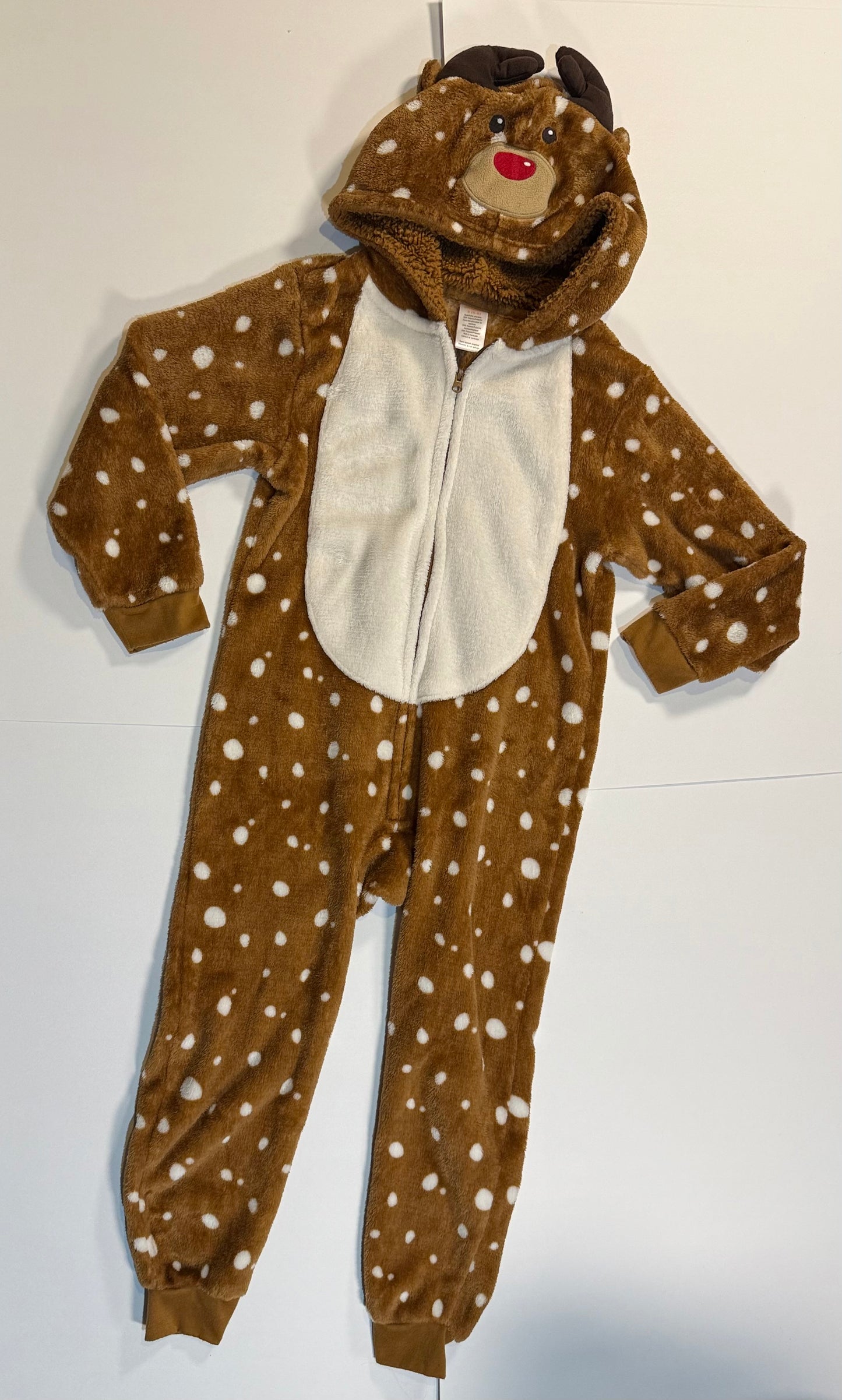 #180 Unisex Small 5/6 Gymboree Reindeer Fleece ZipUp Pajamas with Hood (2 available)