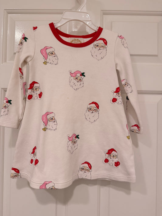 #85 TBBC White Santa Christmas Dress, Girls 2T