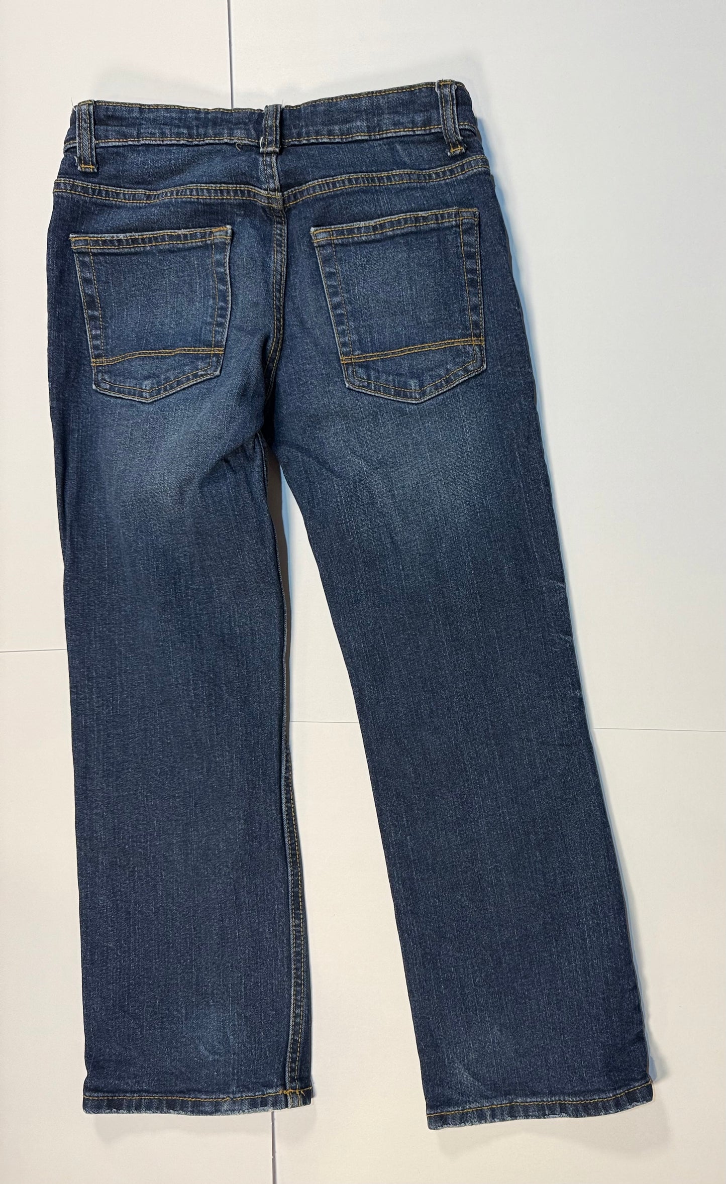 #180 Boys 8 Cat & Jack Jean Bundle Straight Khaki Jeans with Adjustable waist and Dark Blue Bootcut with Adjustable Waist