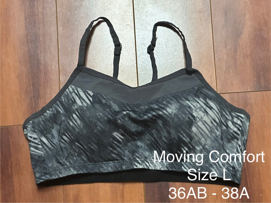 #186 Moving Comfort Gray Sportsbra - size L (36A/B-38A) - VGUC