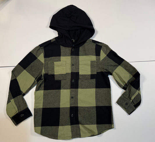 #180 Boys Medium 8 Cat & Jack NWOT Long Sleeve Flannel Hoodie Shacket