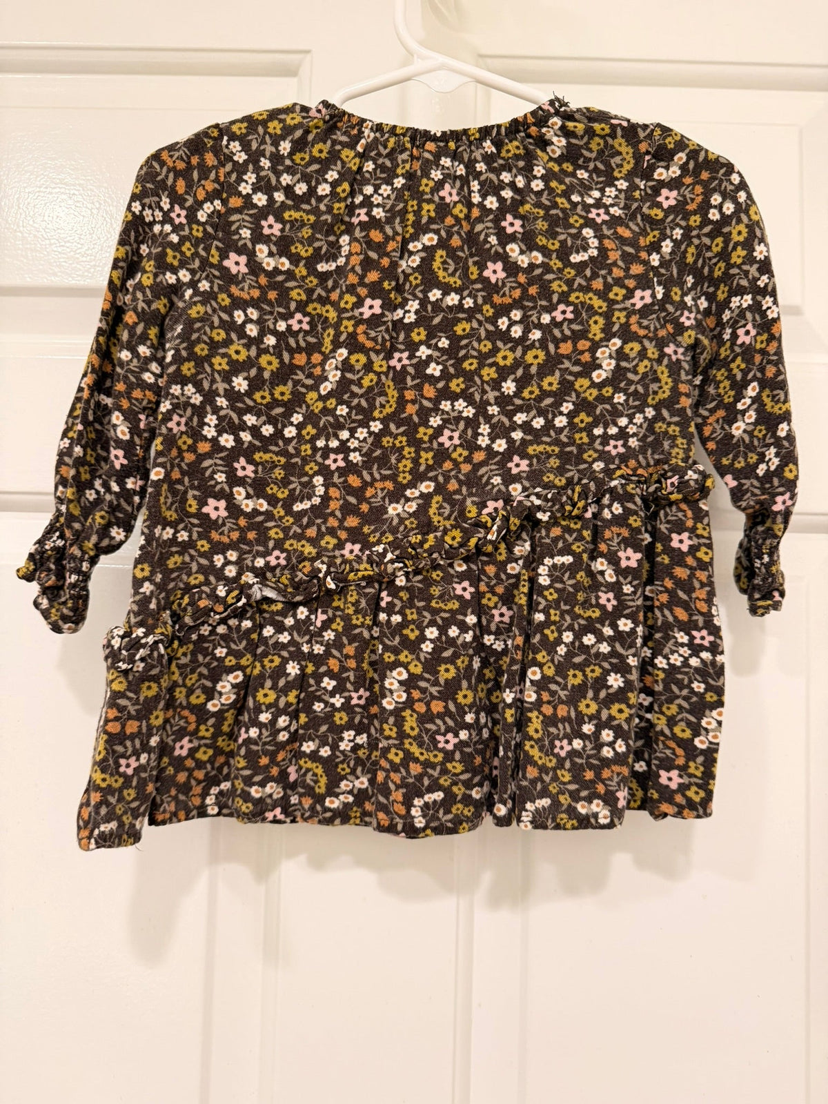 #85 Rylee + Cru Brown Floral Asymmetrical Top, Girls 12-18m