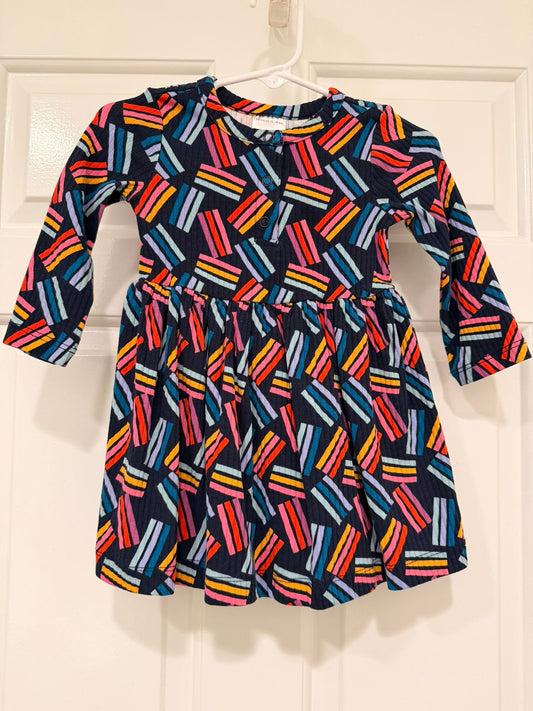 #85 HA Hanna Andersson Rainbow Geo Dress, Girls 12-18m