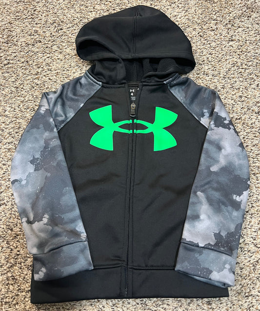 Seller #184 - Boys Size 4 Under Armour UA black and camo  zip up sweatshirt