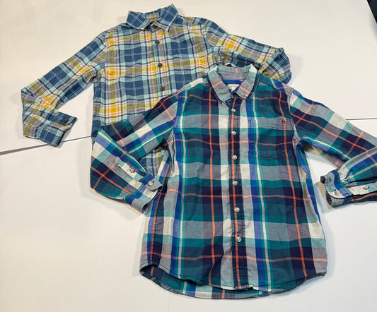 #180 Boys Medium (8/10) Cat & Jack Bundle of Button Downs - Blue Plaids