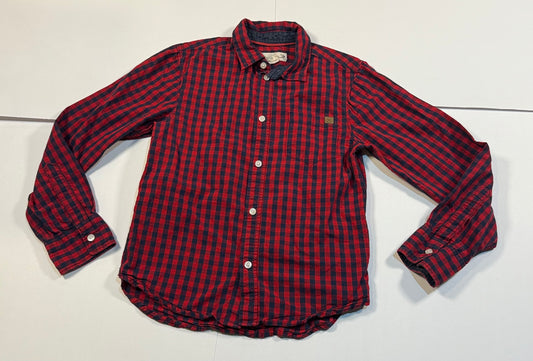 #180 Boys 8-9 H&M LOGG Blue and Red Button Down