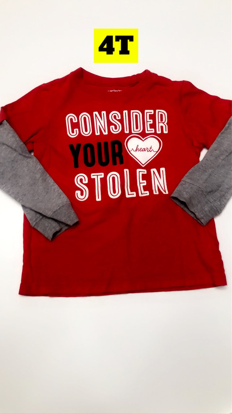 Boys 4T Consider Your Hearts Stolen red shirt