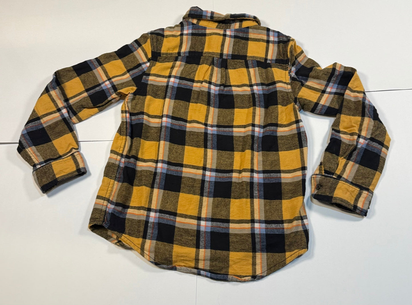 #180 Boys Medium 8 Cat & Jack Yellow and Navy Plaid Flannel