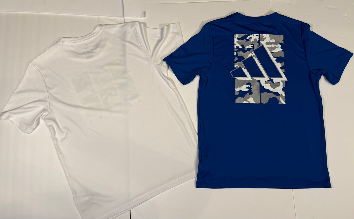 #141 Boys M 10/12 NWOT Blue and White Adidas Athletic Shirts