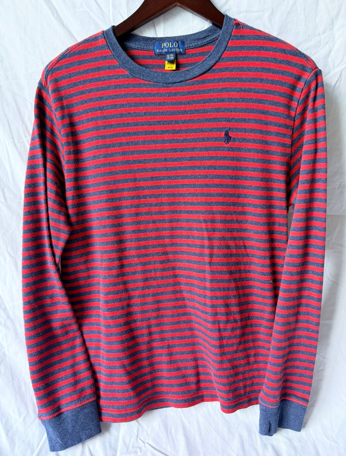 #143 Polo Ralph Lauren long sleeve Henley tee with stripes boys size XL (18/20)