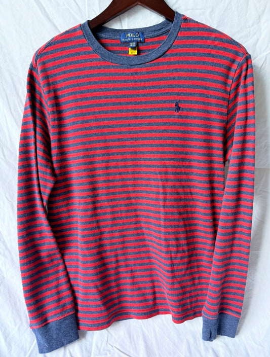 #143 Polo Ralph Lauren long sleeve Henley tee with stripes boys size XL (18/20)